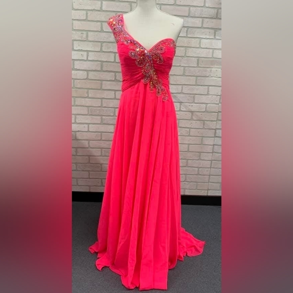 Studio 17 Shocking Pink One Shoulder Paisley Beaded Gown - Picture 4 of 14